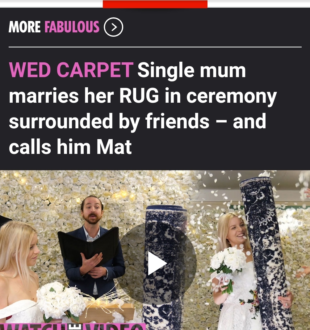 gown - More Fabulous Wed Carpet Single mum marries her Rug in ceremony surrounded by friends and calls him Mat