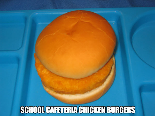 school lunch chicken burger - School Cafeteria Chicken Burgers