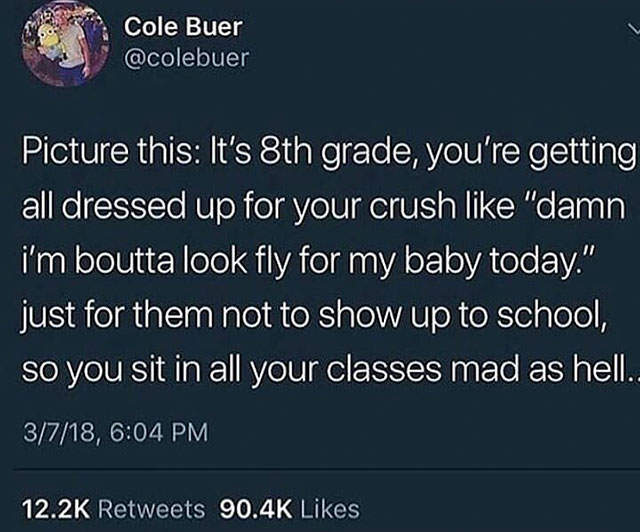 gotham needs osha - Cole Buer Picture this It's 8th grade, you're getting all dressed up for your crush "damn i'm boutta look fly for my baby today." just for them not to show up to school, so you sit in all your classes mad as hell. 3718,