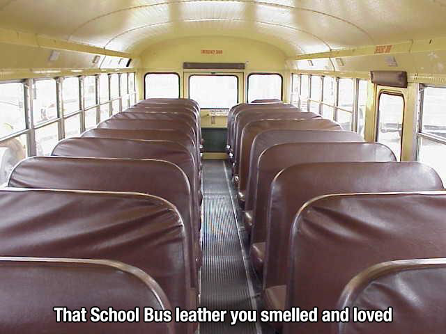 three seats bus - That School Bus leather you smelled and loved
