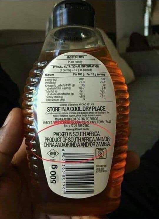 bottle - 1081 . Ingredients Pure honey Typical Nutritional Information It Serving 159 a packed Nutrient Per 100g Per 15 serving Energy 182 Protin 03 Game carbohydrate 64 10 of which total sugar 83.7 Total 0.1 01 of which aturated