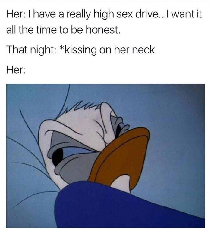 dirty memes - Her I have a really high sex drive...I want it all the time to be honest. That night kissing on her neck Her