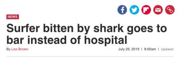 organization - News Surfer bitten by shark goes to bar instead of hospital By Lee Brown 1 am Updated