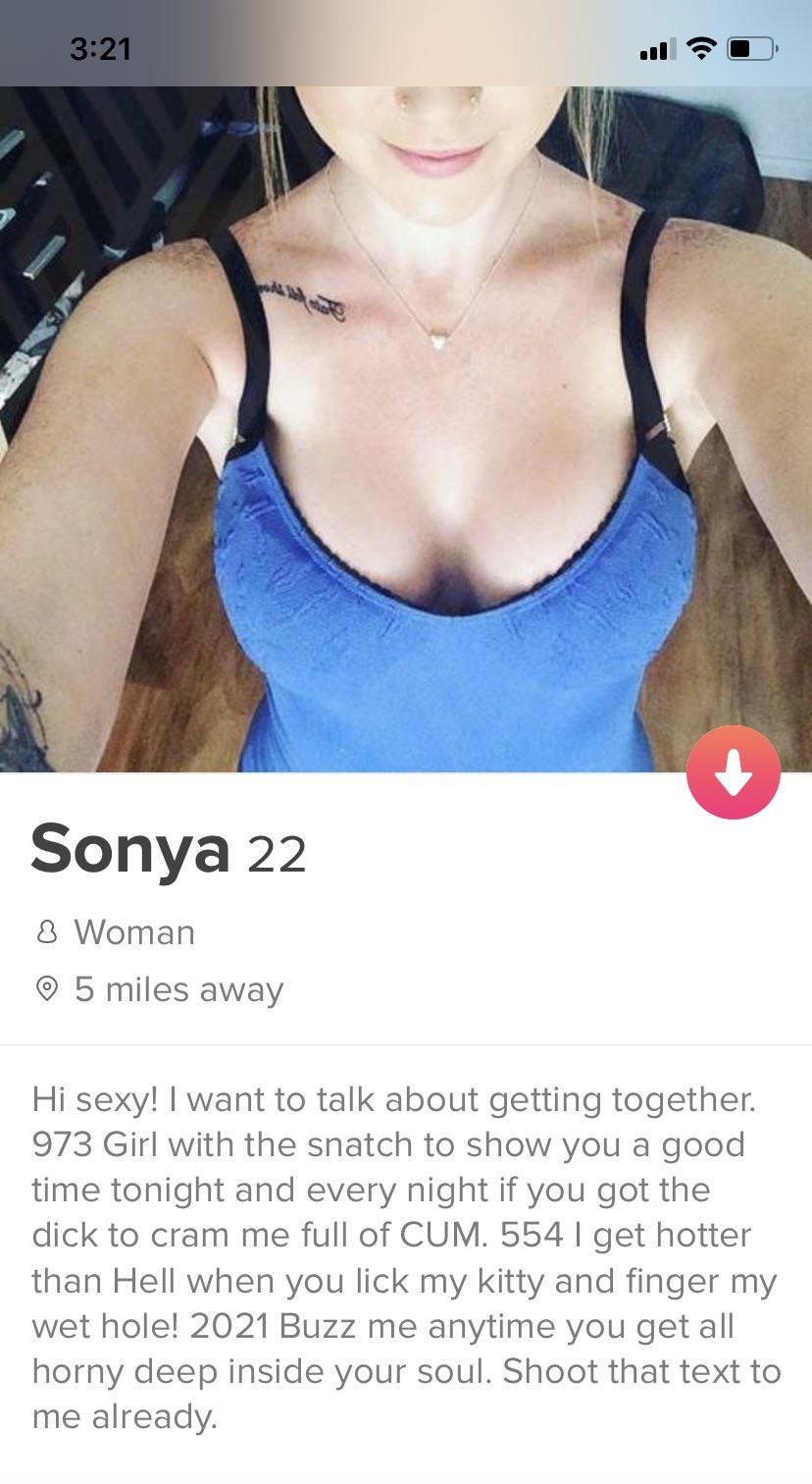 shoulder - Sonya 22 8 Woman 5 miles away Hi sexy! I want to talk about getting together. 973 Girl with the snatch to show you a good time tonight and every night if you got the dick to cram me full of Cum. 554 I get hotter than Hell when you lick my kitty