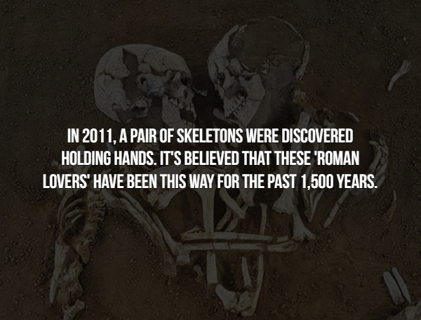 darkness - In 2011, A Pair Of Skeletons Were Discovered Holding Hands. It'S Believed That These "Roman Lovers' Have Been This Way For The Past 1,500 Years.