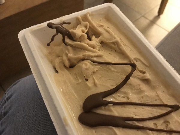 “This chocolate that froze looks like a man surfing in my ice cream.”
