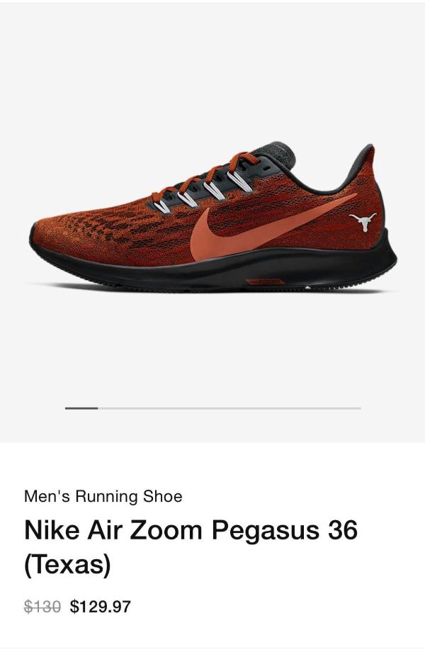 sneakers - Men's Running Shoe Nike Air Zoom Pegasus 36 Texas $130 $129.97