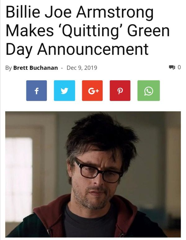 glasses - Billie Joe Armstrong Makes 'Quitting' Green Day Announcement By Brett Buchanan