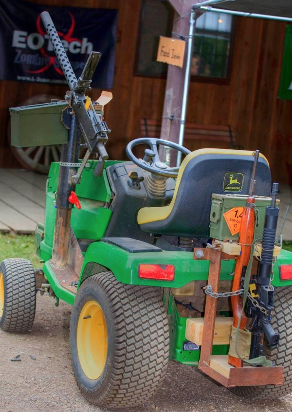 lawn mower with guns