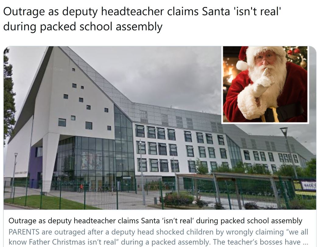 house - Outrage as deputy headteacher claims Santa 'isn't real' during packed school assembly Hieee Niet Hele Outrage as deputy headteacher claims Santa 'isn't real' during packed school assembly Parents are outraged after a deputy head shocked children b