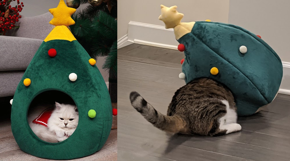 christmas tree cat bed