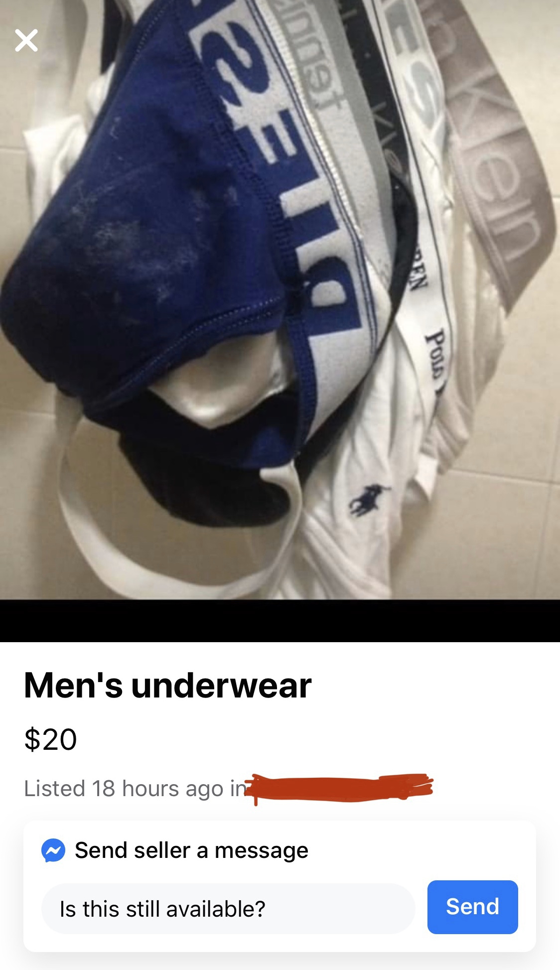 precum in underwear - Icu 221 Men's underwear $20 Listed 18 hours ago ir Send seller a message Is this still available? Send