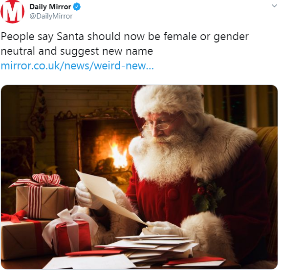 santa reading letter - Daily Mirror Mirror People say Santa should now be female or gender neutral and suggest new name mirror.co.uknewsweirdnew...