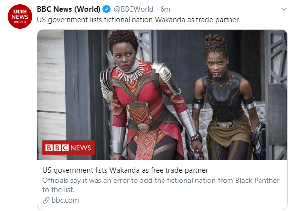 black panther women - Bbc News World Bbc News World 6m Us government lists fictional nation Wakanda as trade partner Bbc News Us government lists Wakanda as free trade partner Officials say it was an error to add the fictional nation from Black Panther to
