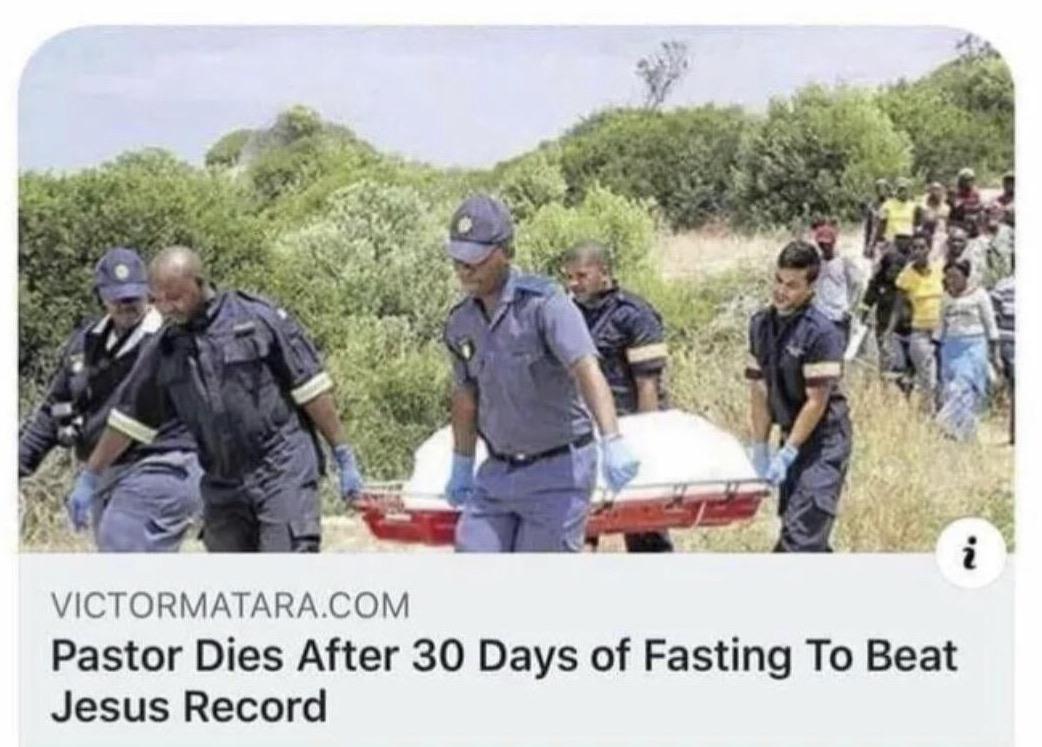 pastor dies after 30 days of fasting meme - Victormatara.Com Pastor Dies After 30 Days of Fasting To Beat Jesus Record