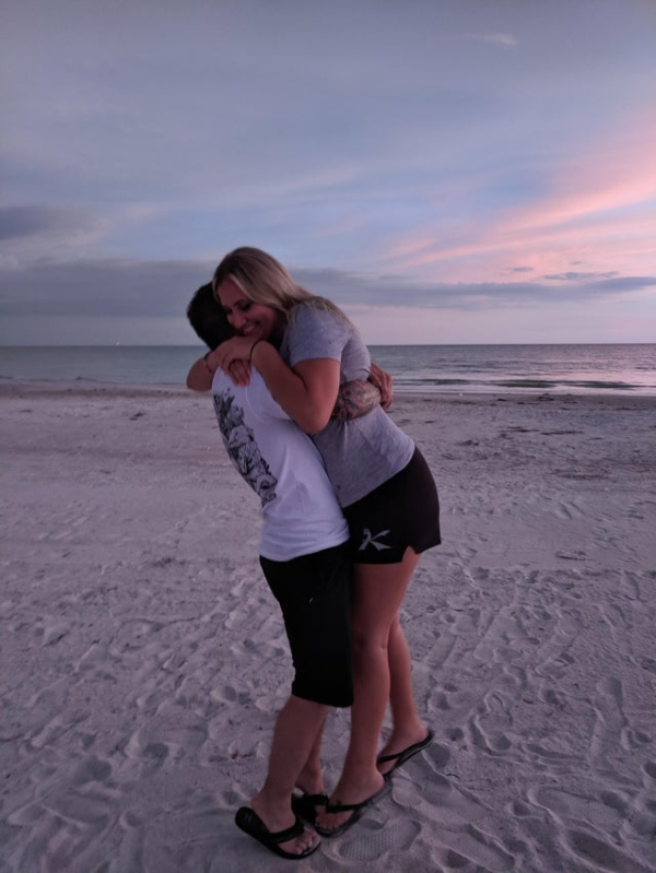 my girlfriend and i on the beach