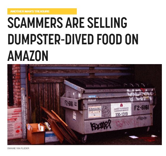 electronics - Another Man'S Treasure Scammers Are Selling DumpsterDived Food On Amazon 52618 usiai Converse Et F26161 3301319 Wen Swane Via Flickr