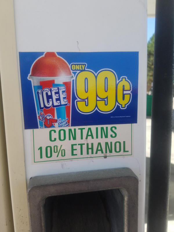 signage - Only { 11? Contains 10% Ethanol