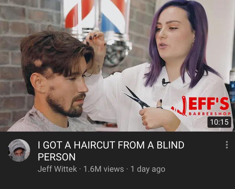 photo caption - Eff'S Barbershop I Got A Haircut From A Blind Person Jeff Wittek 1.6M views 1 day ago