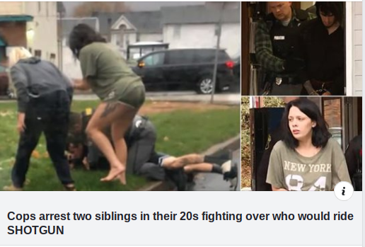 brother and sister fighting for shotgun - New York i Cops arrest two siblings in their 20s fighting over who would ride Shotgun