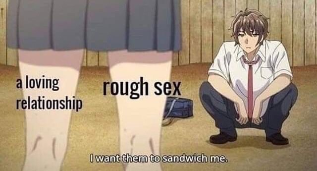 rough sex and loving relationship meme - a loving relationship rough sex I want them to sandwich me.