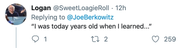 tweet this button - Logan 12h "I was today years old when I learned..." 21 272 259