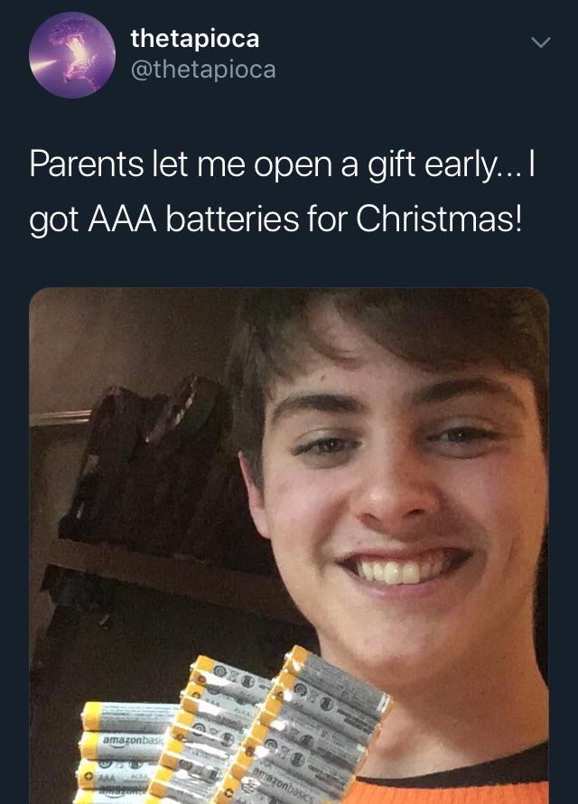 photo caption - thetapioca Parents let me open a gift early... I got Aaa batteries for Christmas! amazonbasis amazonbasics