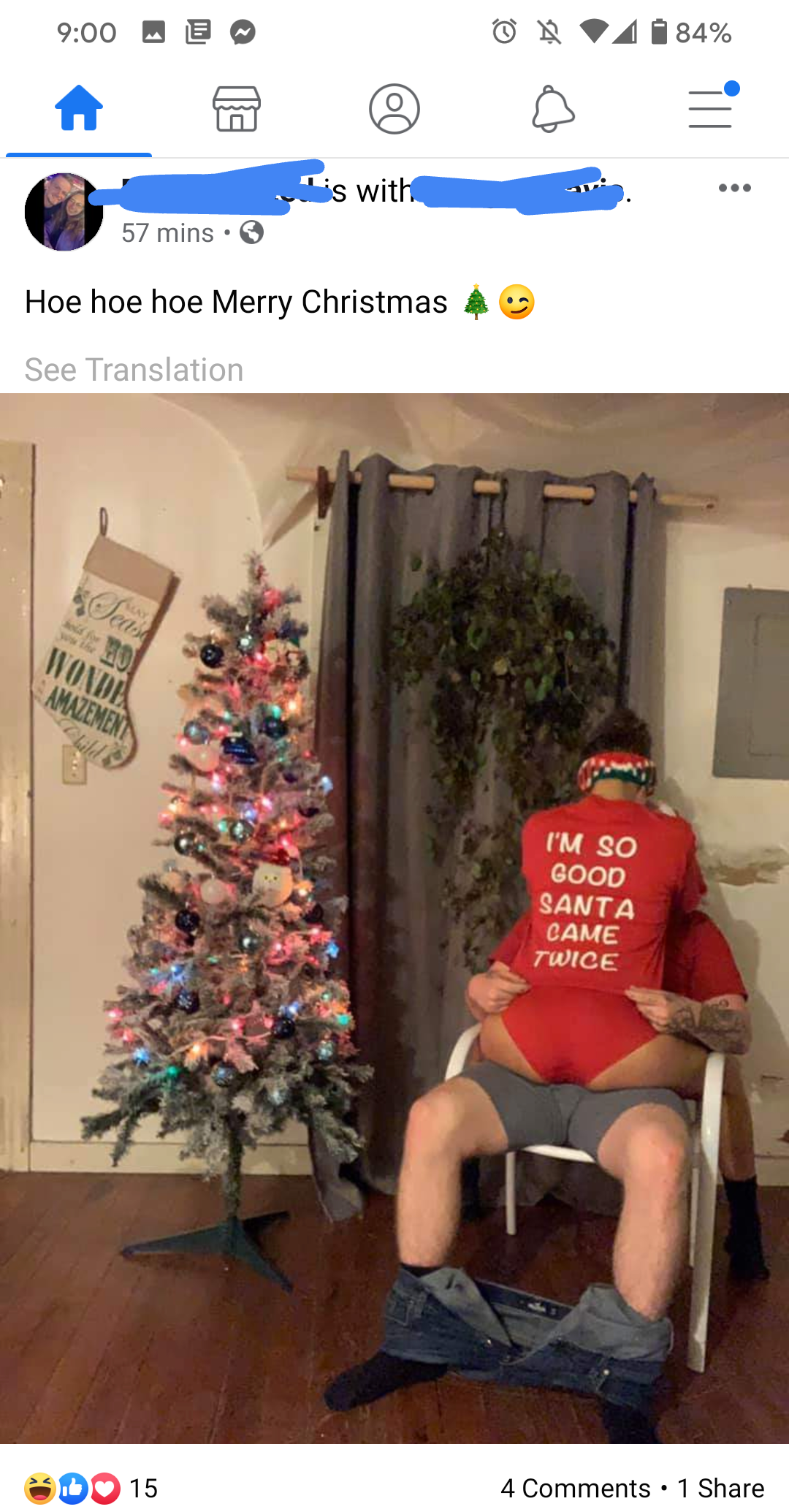 christmas tree - Do UX4984% is with ... 57 mins. Hoe hoe hoe Merry Christmas A See Translation I'M So Good Santa Dame Tunce Do 15 4 1