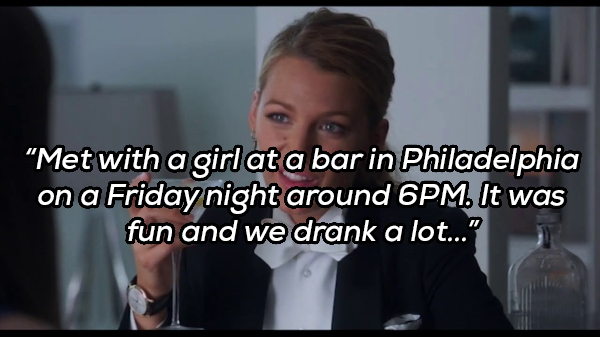 photo caption - Met with a girl at a bar in Philadelphia on a Friday night around 6PM. It was fun and we drank a lot..."