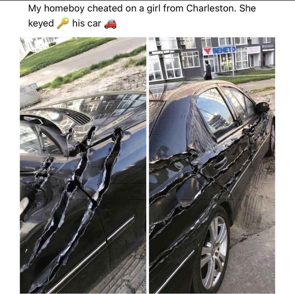 Fogell - My homeboy cheated on a girl from Charleston. She keyed his car a Beneti