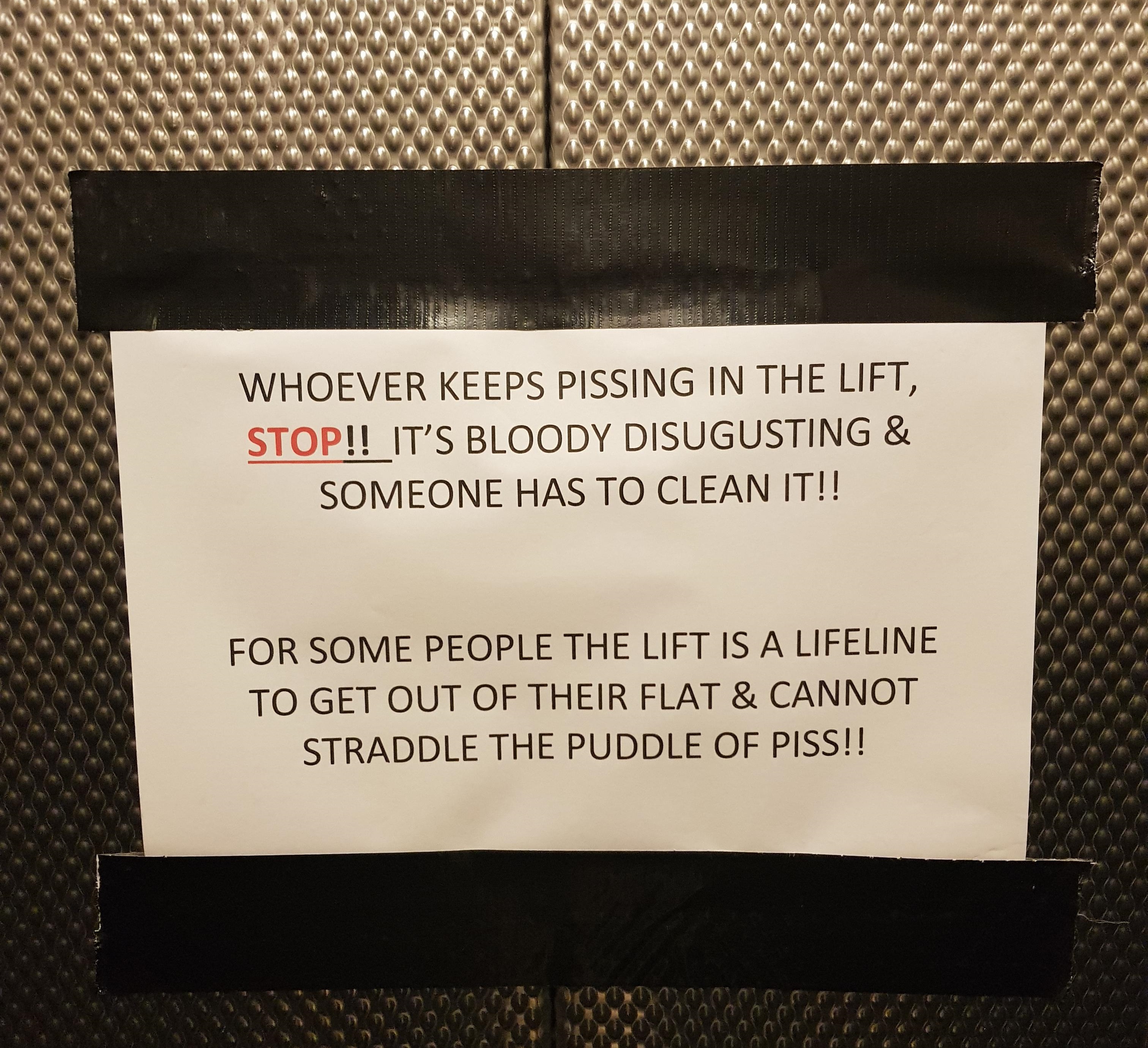 esplanade - theatres on the bay - Whoever Keeps Pissing In The Lift, Stop!! It'S Bloody Disugusting & Someone Has To Clean It!! For Some People The Lift Is A Lifeline To Get Out Of Their Flat & Cannot Straddle The Puddle Of Piss!!