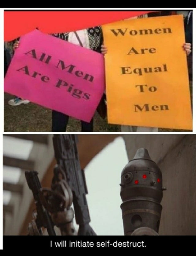 life is strange meme - Aii Men Are Pigs Women Are Equal To Men I will initiate selfdestruct.
