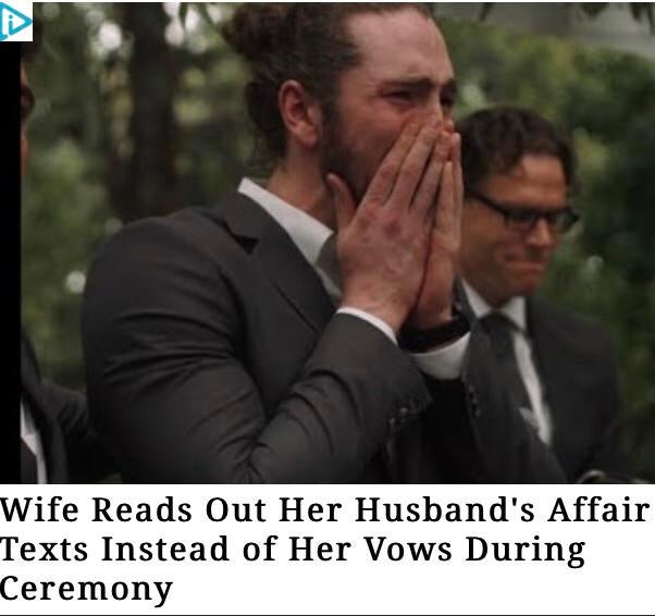 photo caption - Wife Reads Out Her Husband's Affair Texts Instead of Her Vows During Ceremony
