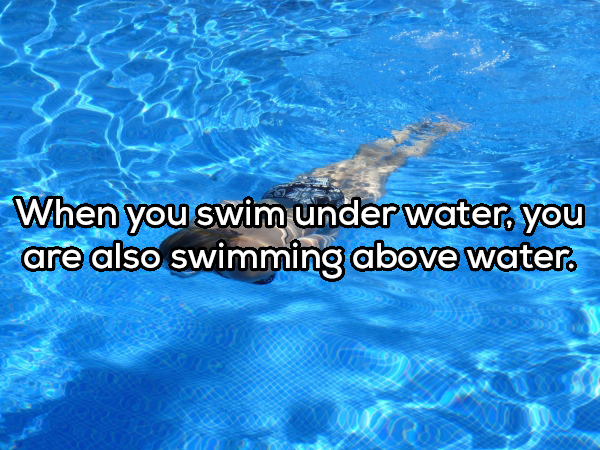 When you swim under water, you are also swimming above water.