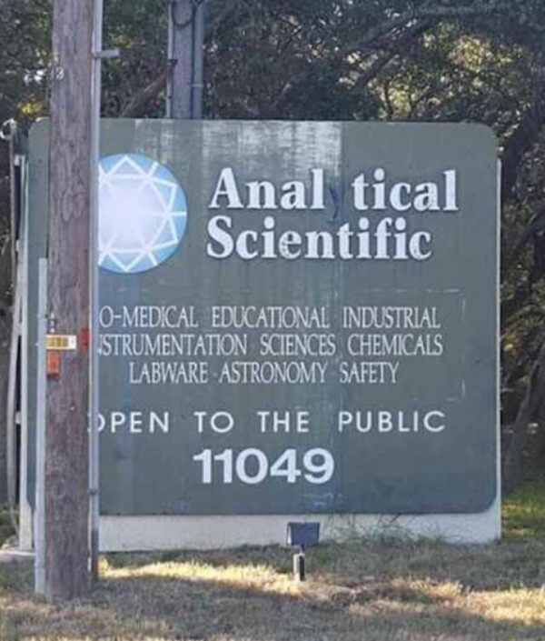 sign - Anal tical Scientific OMedical Educational Industrial Istrumentation Sciences Chemicals Labware Astronomy Safety Open To The Public 11049