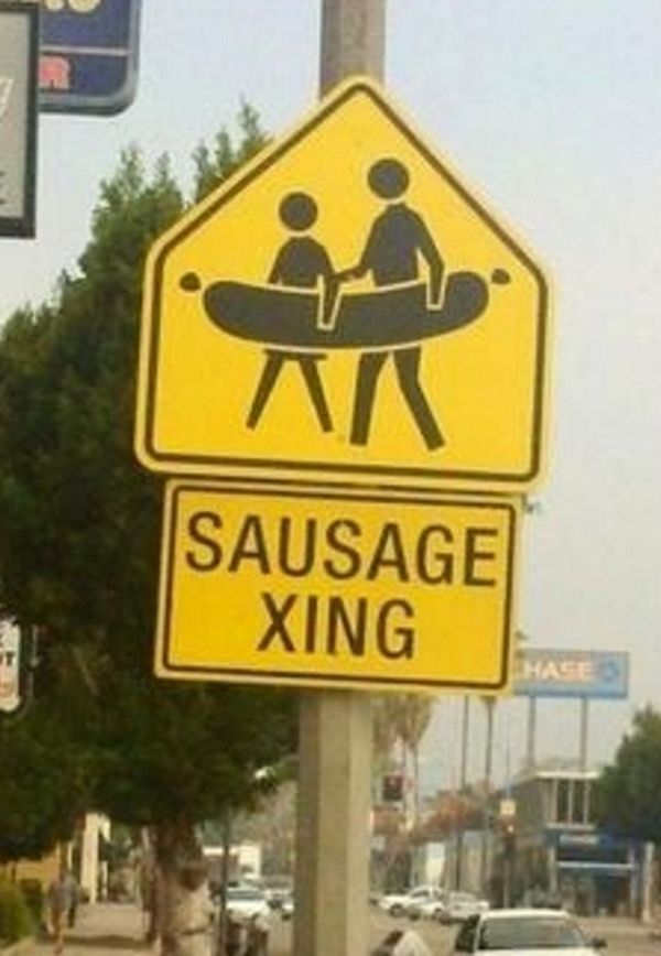 street sign - Sausage Xing