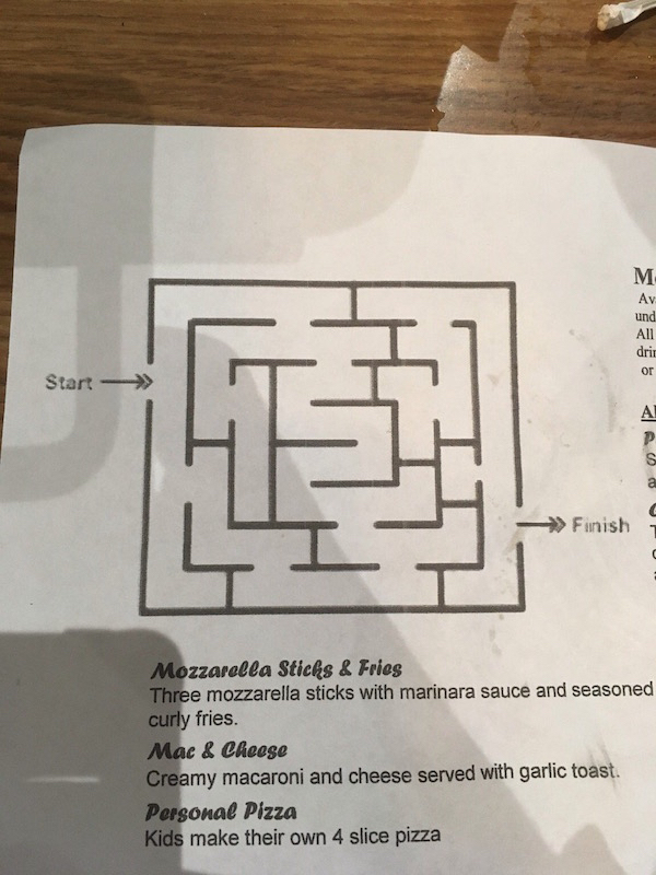 teaching kids the harsh reality of life - M Av und All drir or Start >> >> Finish Mozzarella Sticks & Fries Three mozzarella sticks with marinara sauce and seasoned curly fries. Mac & Cheese Creamy macaroni and cheese served with garlic toast. Personal Pi