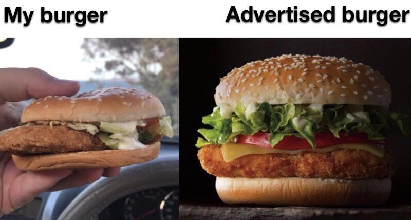 maccas chicken deluxe - My burger Advertised burger