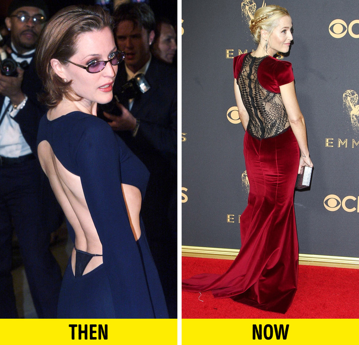 gillian anderson thong dress - Emm Then Now