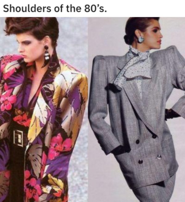80s nostalgia - 1980s shoulder pads - Shoulders of the 80's.