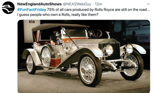 1915 rolls royce silver ghost - NewEngland Auto Shows . 12m 75% of all cars produced by Rolls Royce are still on the road... I guess people who own a Rolls, really them?