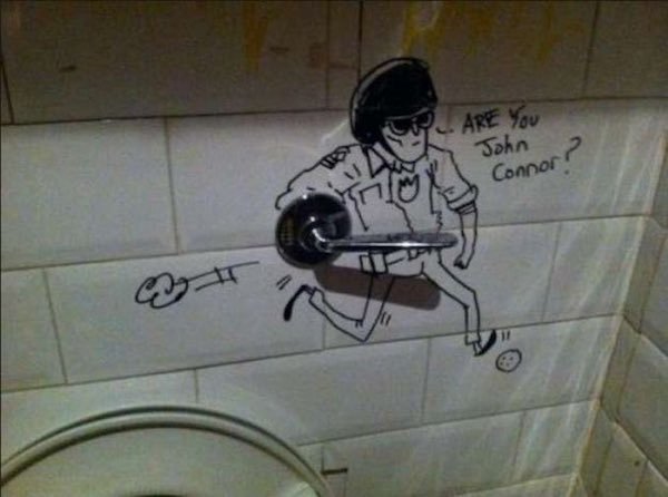bathroom graffiti art - Are You John Connor