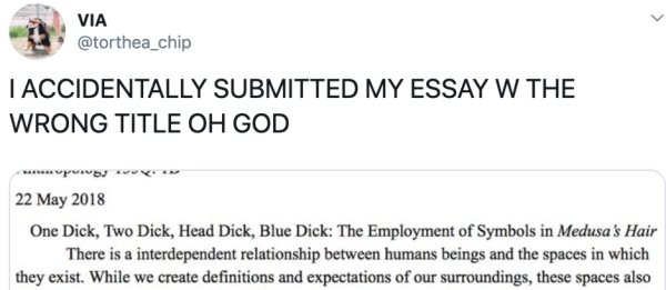 document - Via I Accidentally Submitted My Essay W The Wrong Title Oh God purby wwwgr One Dick, Two Dick, Head Dick, Blue Dick The Employment of Symbols in Medusa's Hair There is a interdependent relationship between humans beings and the spaces in which 