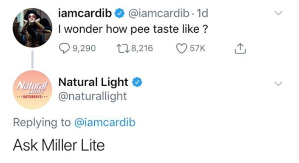 diagram - iamcardib . 1d I wonder how pee taste ? 9,290 278,216 57 Natural Natural Light Ghi Mitidas Ask Miller Lite