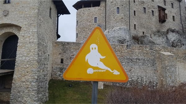“This warning sign for ghosts at an old castle in Poland.”