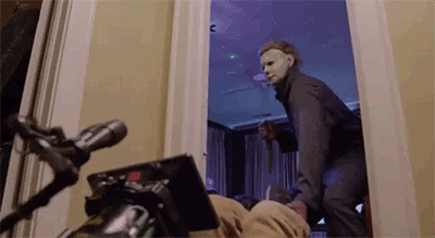 michael myers behind the scenes gif