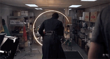Benedict Cumberbatch moving through a portal at the hospital set in ‘Doctor Strange’