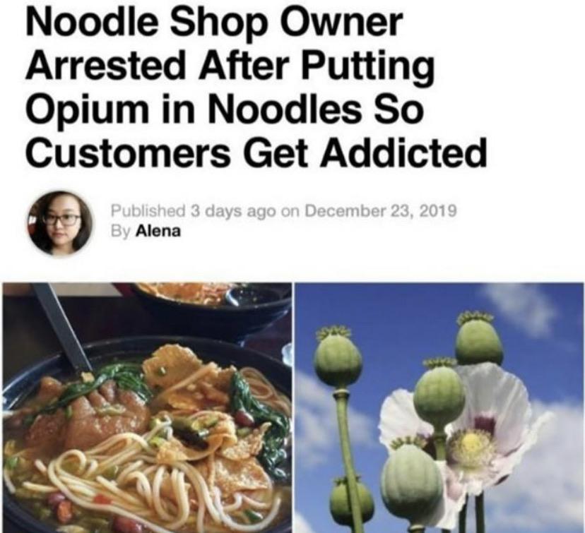 customer - Noodle Shop Owner Arrested After Putting Opium in Noodles So Customers Get Addicted Published 3 days ago on By Alena