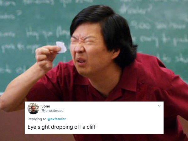 senor chang meme - by god Jono Eye sight dropping off a cliff