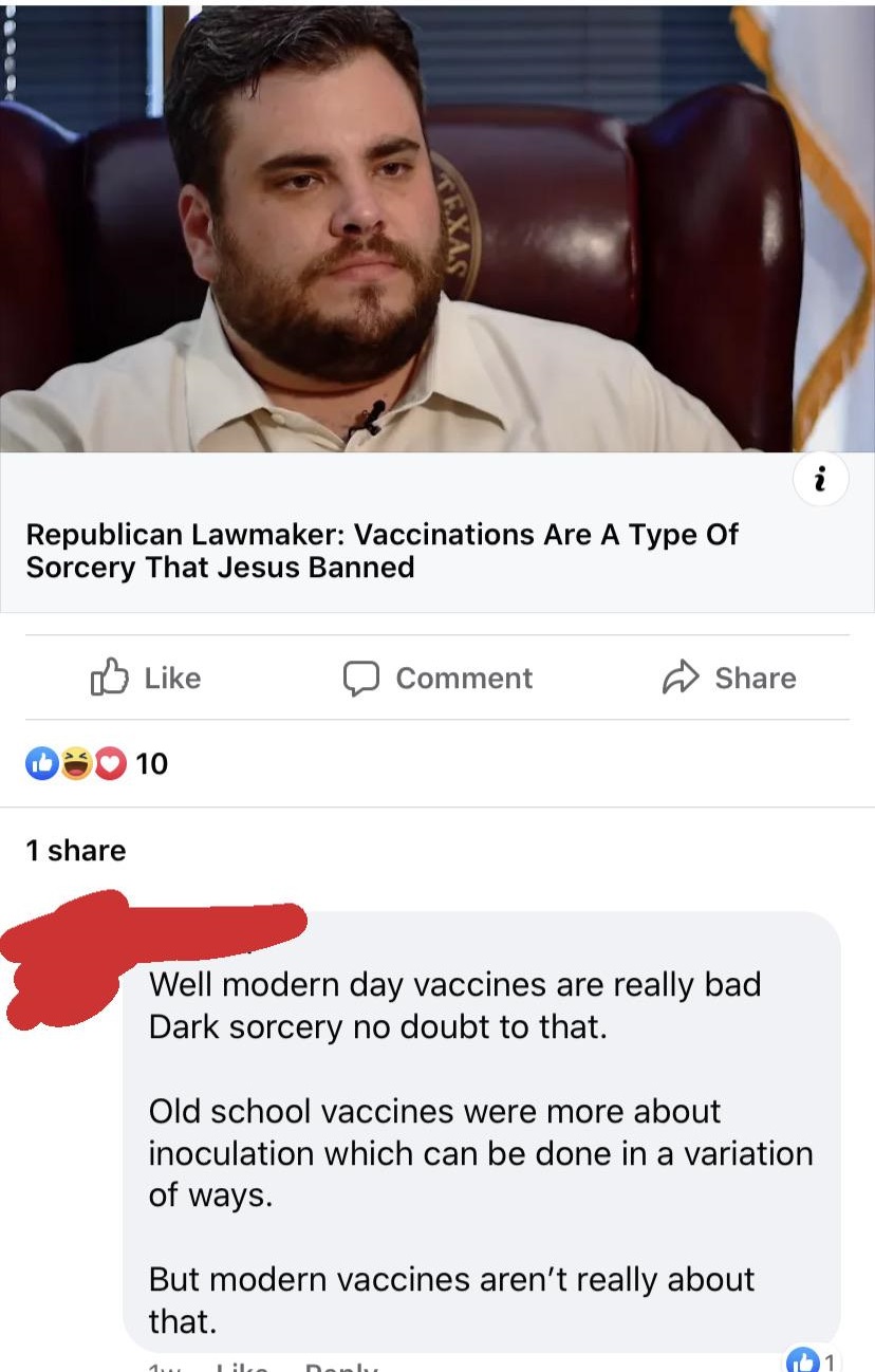 photo caption - Sy Republican Lawmaker Vaccinations Are A Type Of Sorcery That Jesus Banned D Comment 0 10 1 Well modern day vaccines are really bad Dark sorcery no doubt to that. Old school vaccines were more about inoculation which can be done in a vari